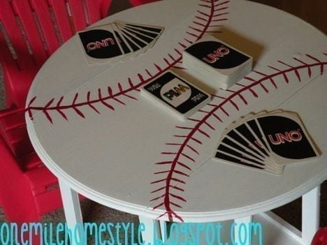 DIY Baseball Side Table For a Little Boy’s Baseball Bedroom