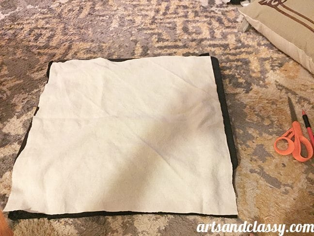 Easy DIY No Sew Pillow Cover Room Decoration - lay your fabric pieces face to face - www.artsandclassy.com