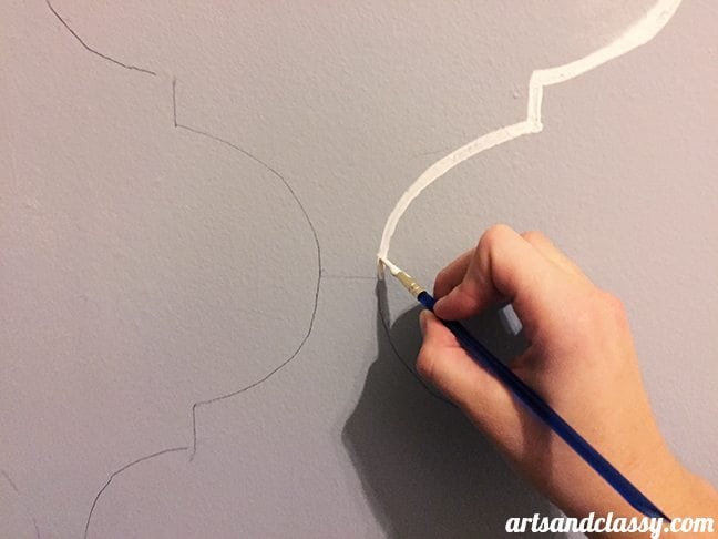 How To Create and Inexpensive and Elegant Moroccan Stencil Wall at www.artsandclassy.com