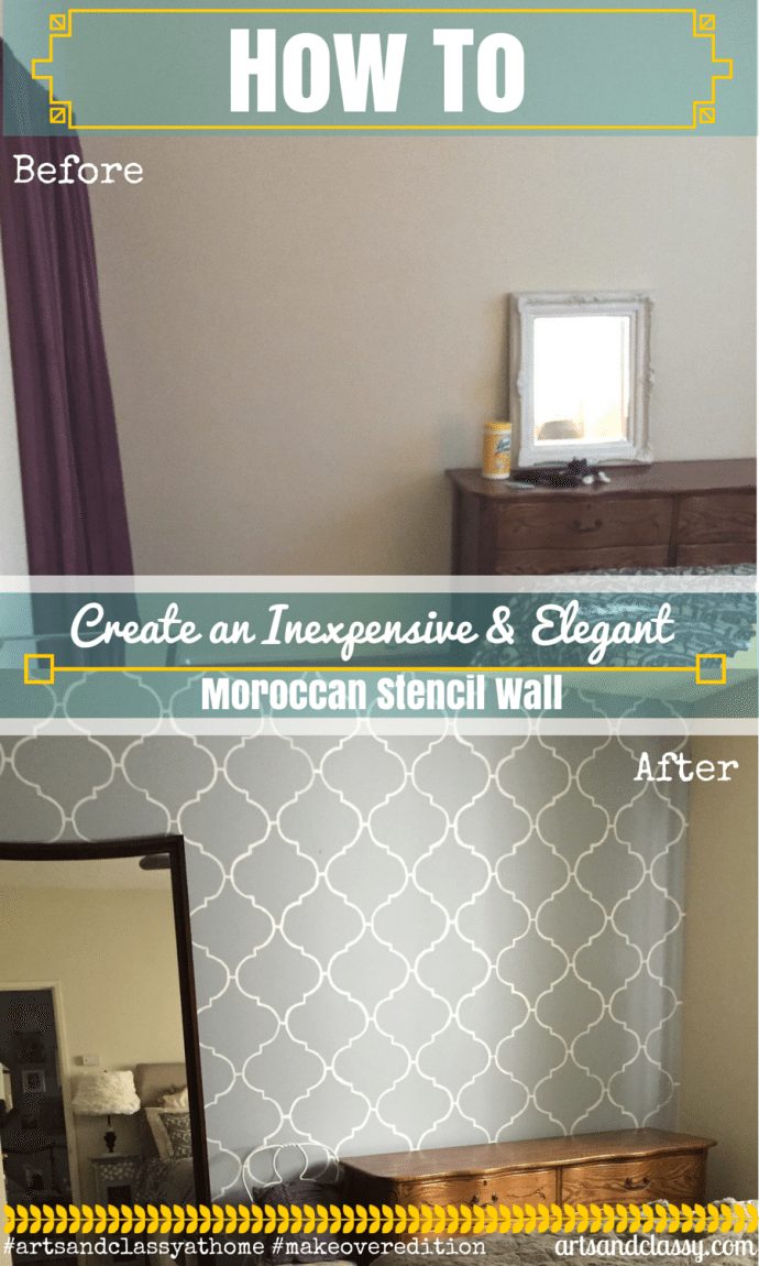 How To Create and Inexpensive and Elegant Moroccan Stencil Wall at www.artsandclassy.com