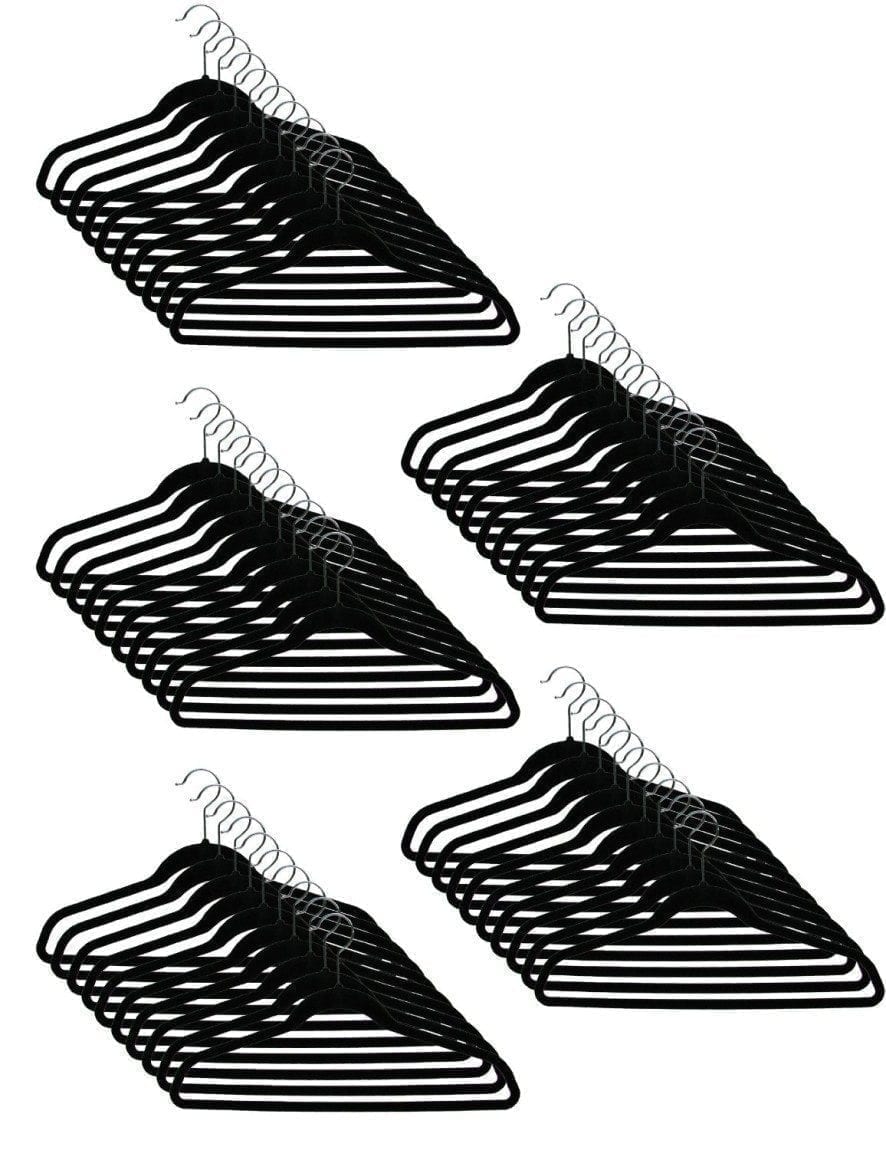 Closet Complete Ultra Thin No Slip Velvet Suit Hangers, Black, Set of 50