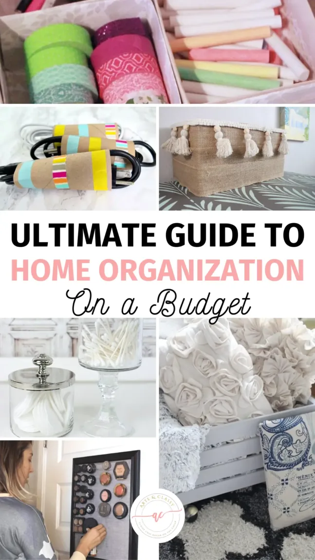 Are you feeling overwhelmed by the amount of clutter that seems to accumulate in your home? Struggling to find a solution that works on a budget? Look no further! We've got the ultimate guide to help you organize your home on a budget, with repurposing ideas, clever DIY solutions, and more. So what are you waiting for? Save this pin for later and make sure you are following Arts & Classy for more home organization and decor hacks!