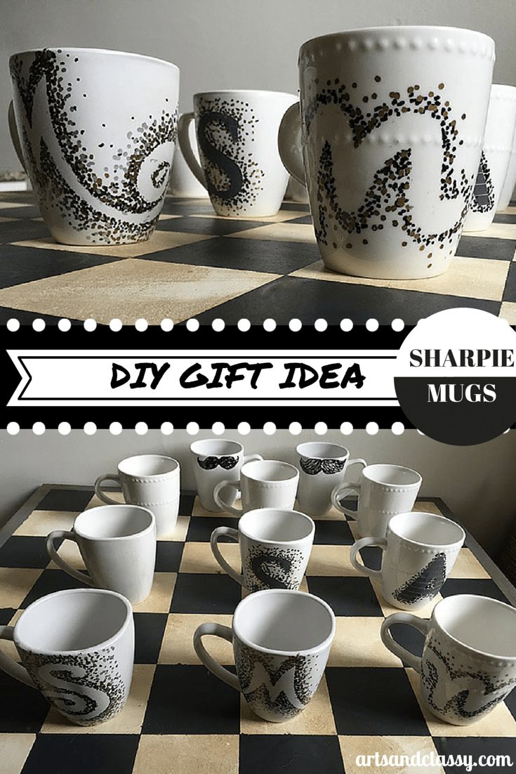 DIY Cost Effective Gift Idea for Any Occasion! DIY Sharpie Mugs with Oil Based Sharpies and Mugs from the 99 cent store at www.artsandclassy.com