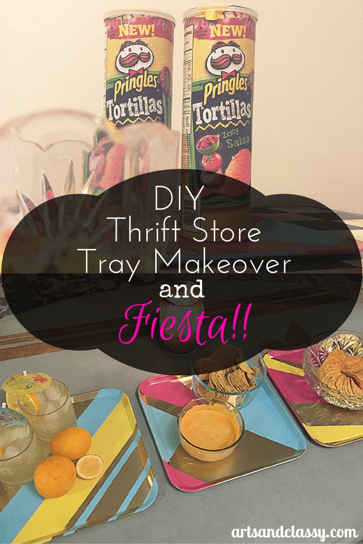DIY Thrift Store Tray Set For a Pringles® Fiesta at www.artsandclassy.com #pringlesairdip