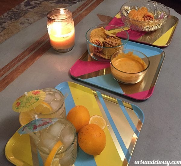 DIY Thrift Store Tray Set For a Pringles® Fiesta at www.artsandclassy.com #pringlesairdip