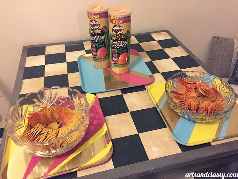 DIY Thrift Store Tray Set For a Pringles® Fiesta at www.artsandclassy.com #pringlesairdip