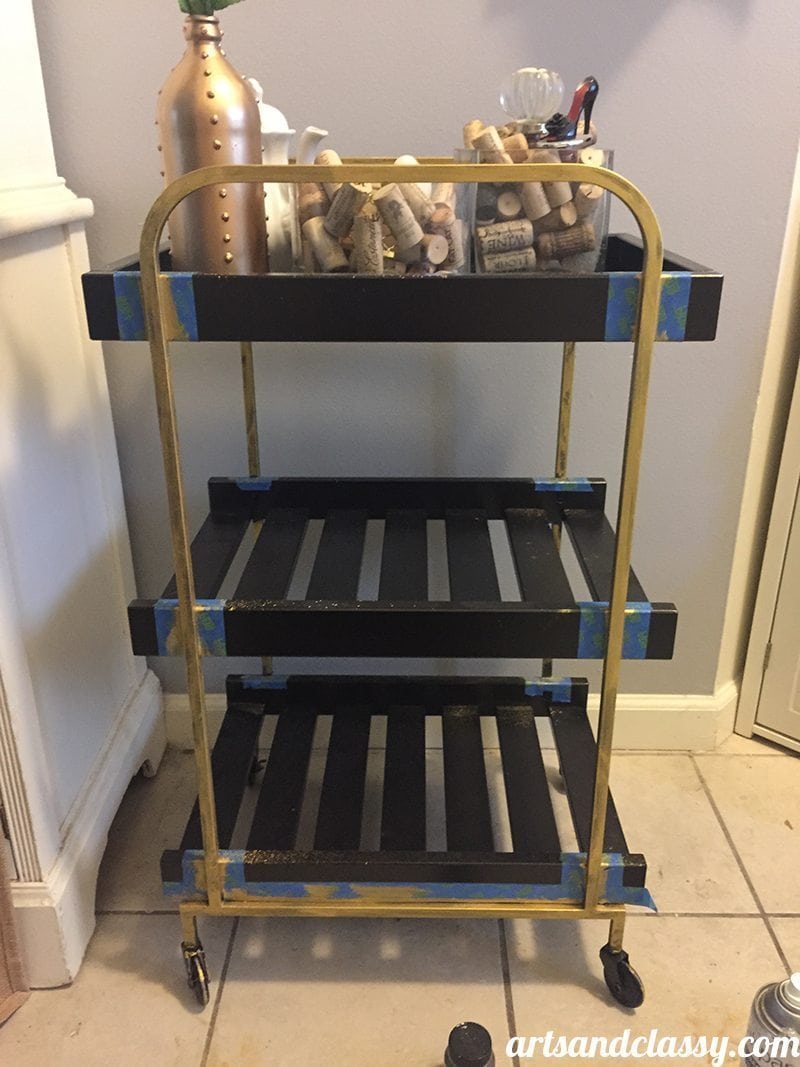 Ikea bar cart get's a touch of glam on the #30dayflip challenge in my rental kitchen at www.artsandclassy.com