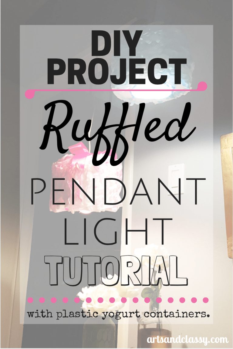 DIY PROJECT - Ruffled pendant light tutorial from repurposed yogurt container via artsandclassy.com