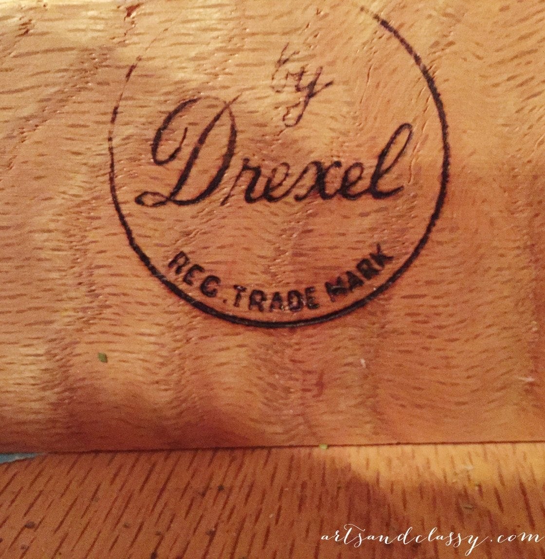 Drexel Side Table stamp for Modern Masters Makeover