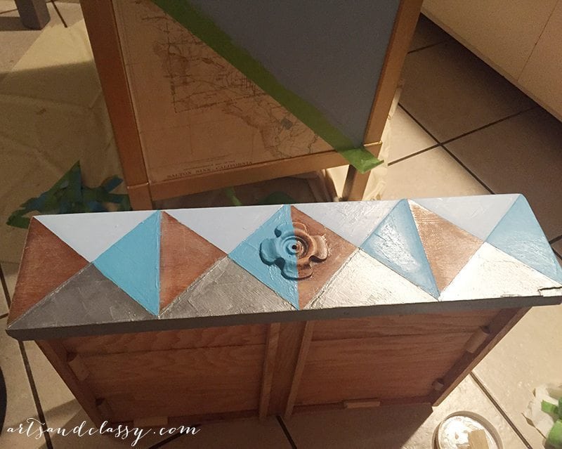 Geometric Drawer face for Modern Masters Mid century modern table makeover