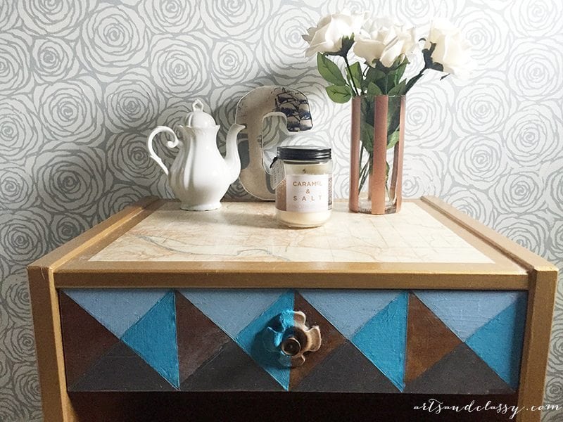 Mid Century Modern Table Geometric Painted with Modern Masters Metallic Paint