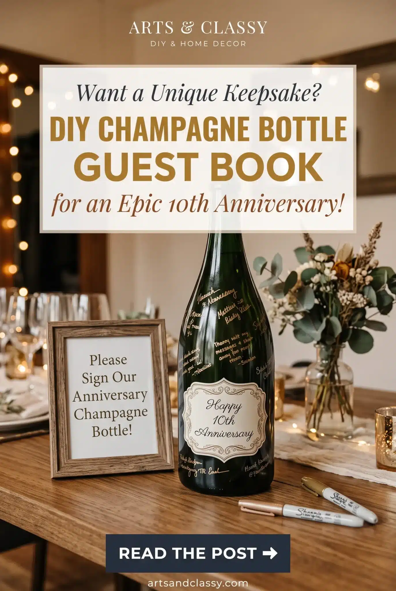 DIY Champagne Bottle Guest Book: A Unique 10th Anniversary Party Keepsake