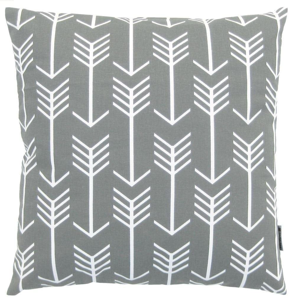 JinStyles® Cotton Canvas Arrow Accent Decorative Throw Pillow Cover (Slate Gray, White, Square, 1 Cushion Sham for 18 x 18 Inserts)