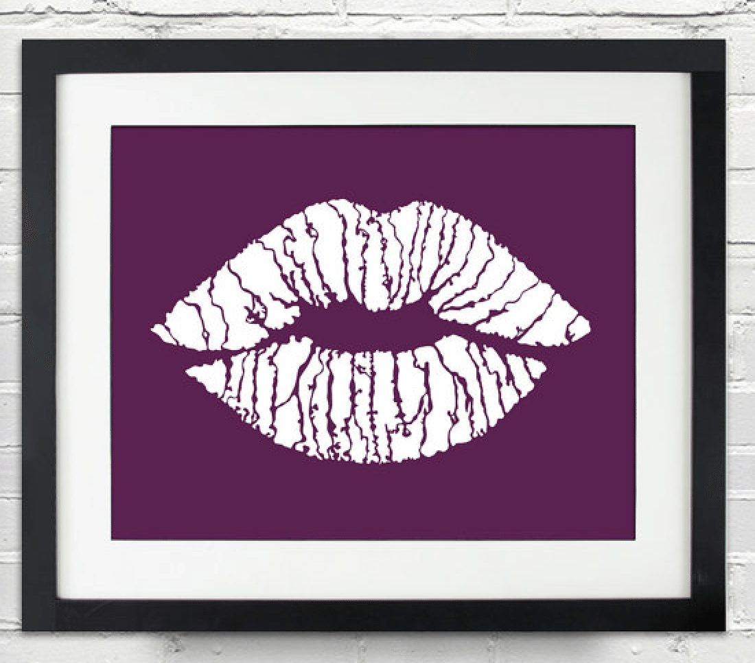 Kiss Lips Stencil Silhouette Poster or Canvas