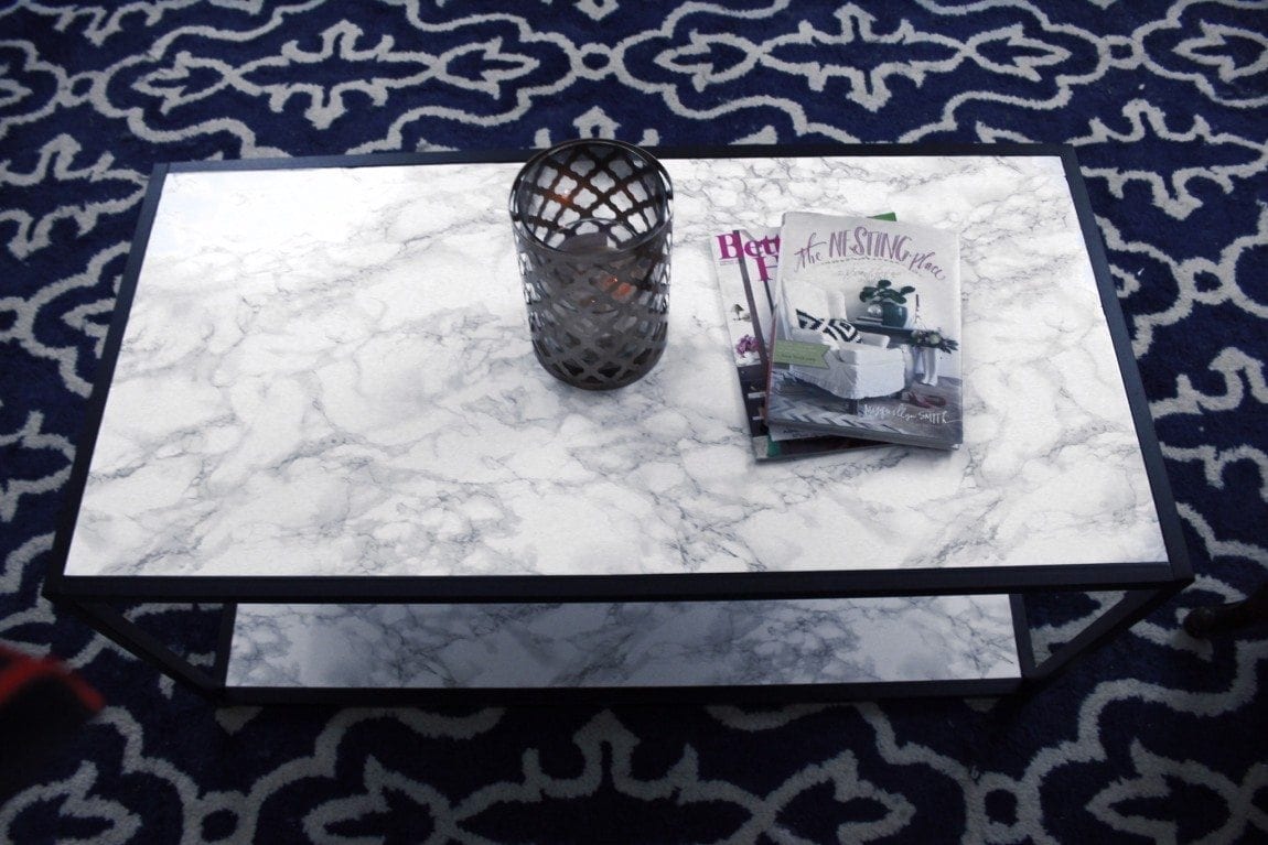 DIY Faux Marble Coffee Table Makeover Close Up