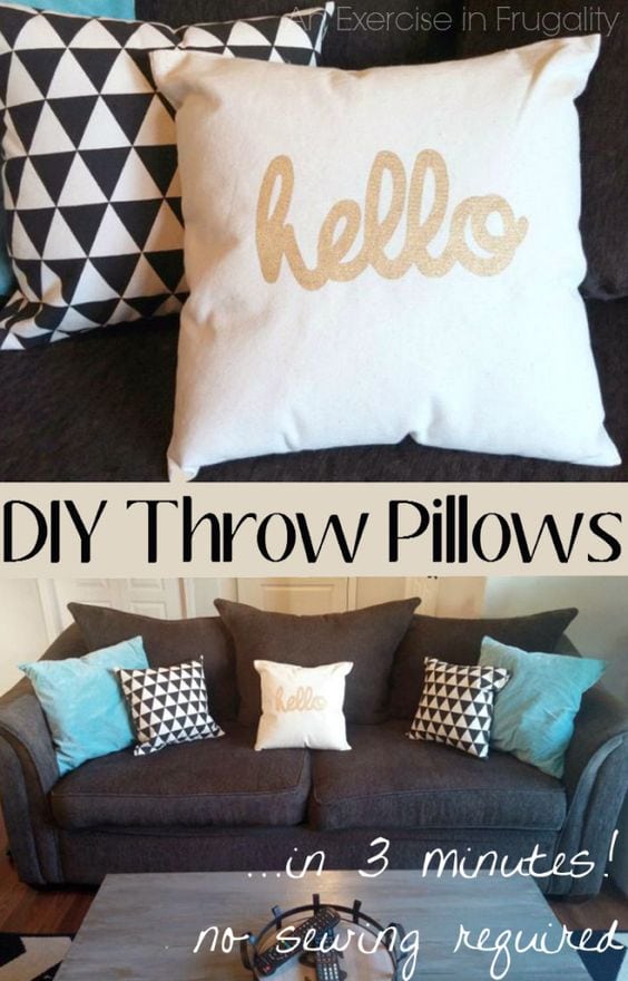 DIY No Sew 10 Cheap ways to make your apartment look chic and nice! You do not have to spend a lot to make your apartment feel more like home! Follow these easy and simple DIY and decorating tips to create a home you are proud to show off to guests!Throw Pillows