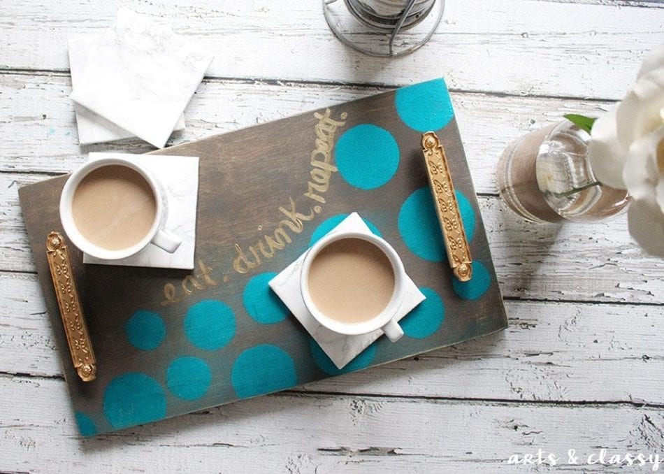 Create a Charming DIY Serving Tray with Handles and Coaster In Minutes!