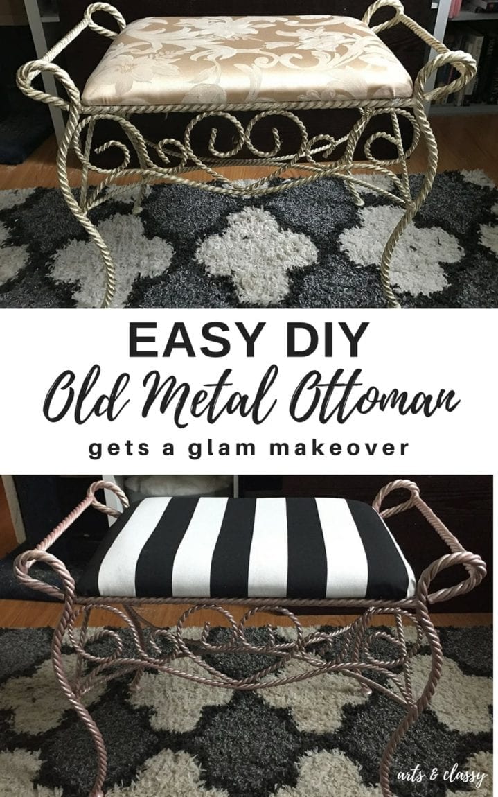 Easy DIY Metal Ottoman Glam Makeover