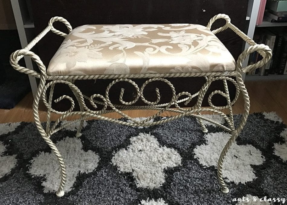 Easy DIY Metal Ottoman Glam Makeover