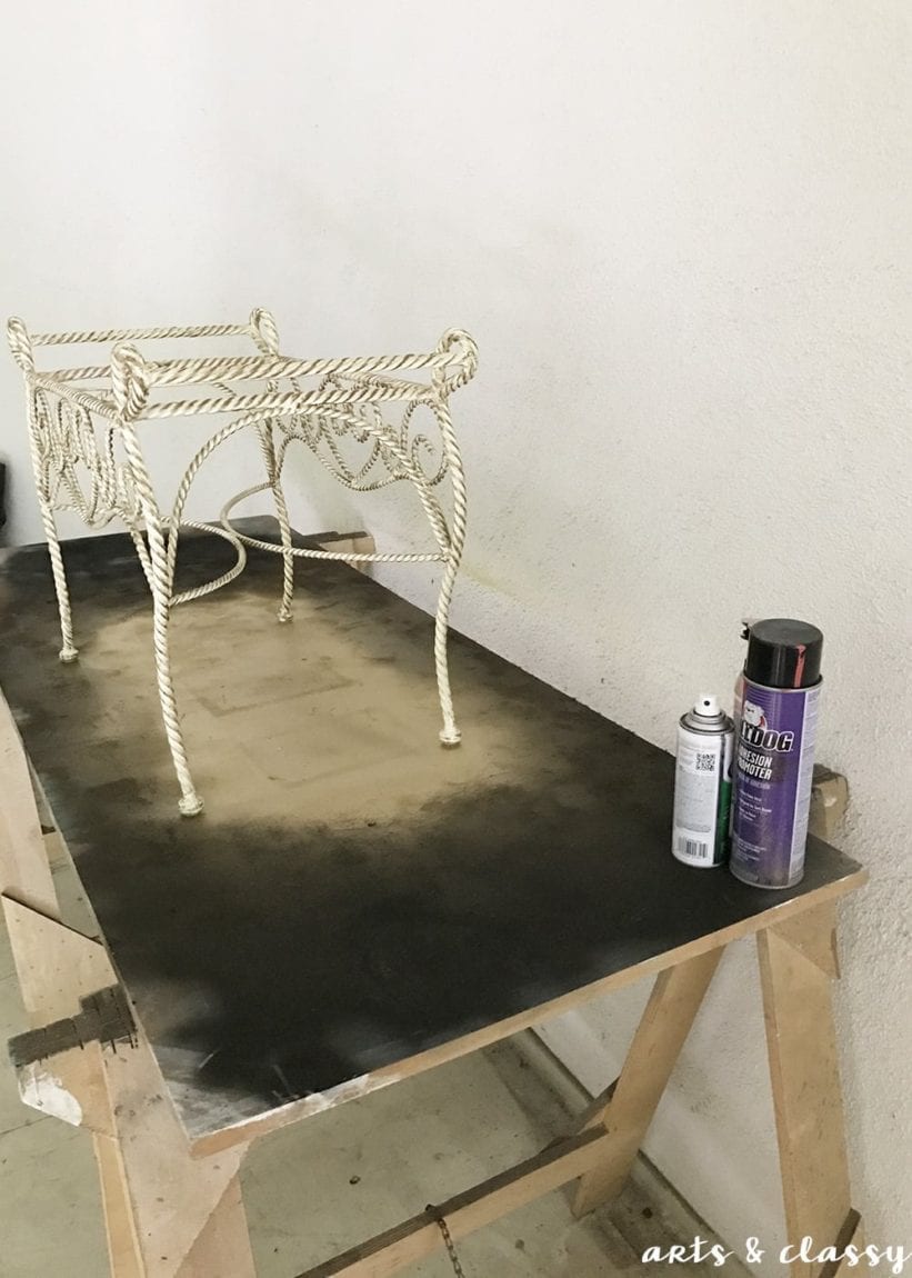 Easy DIY Metal Ottoman Glam Makeover