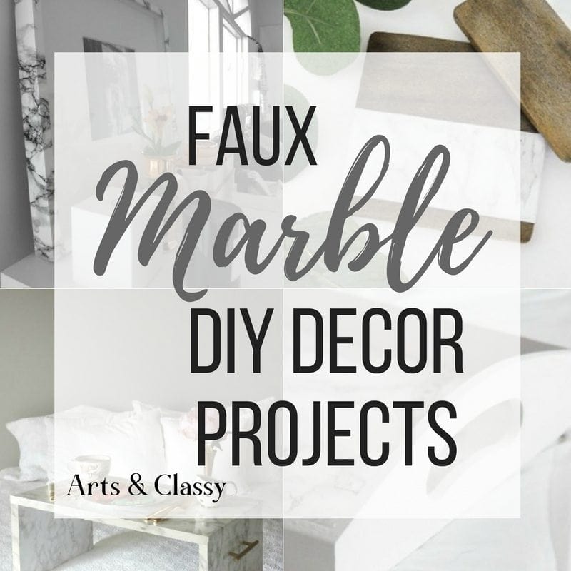These DIY Faux Marble Decor tutorials are surprisingly easy and budget friendly. Whether you want to tackle a faux-finish or use marble contact paper, there are DIY ideas for every decorator | faux marble counter tops, coffee tables, and decor accessories.