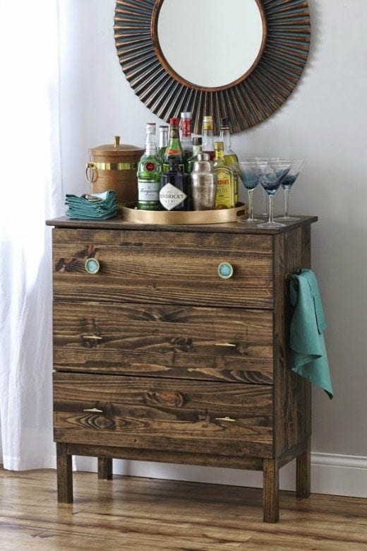 These DIY Ikea bar cart makeover tutorials will blow you away. Updating an inexpensive Ikea piece with a bit of paint and imagination is a budget-friendly way to create a custom piece.