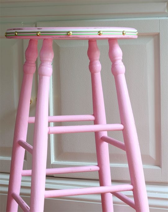 Pretty Pink Furniture Makeover Projects - preppy painted pink barstool