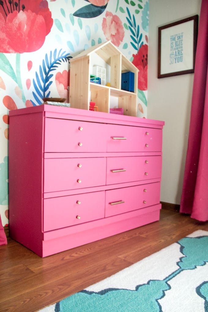 Pretty Pink Furniture Makeover Projects - bright pink painted dresser