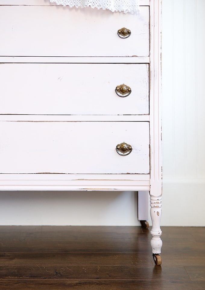 Pretty Pink Furniture Makeover Projects - pale pink painted dresser - pastel pink painted dresser