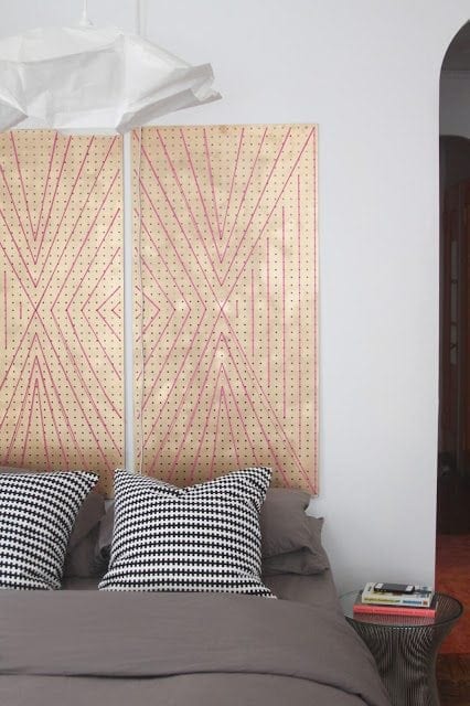 DIY pegboard headboard