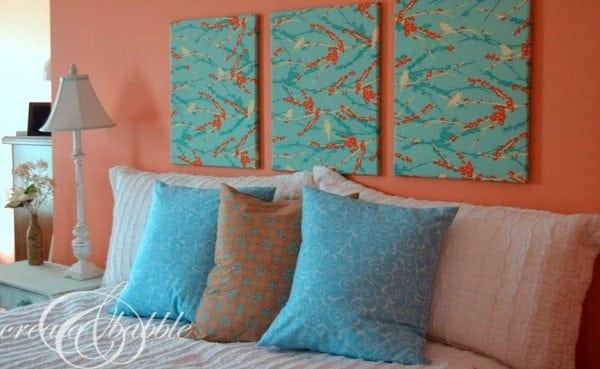 DIY faux headboard from canvas