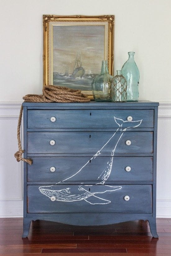 nautical dresser - Check out these 15 Nautical Furniture Flips - DIY furniture inspiration with coastal flair. How to paint furniture for nautical and coastal home decor.