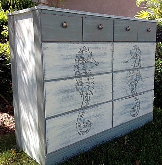 sea horse dresser - Check out these 15 Nautical Furniture Flips - DIY furniture inspiration with coastal flair. How to paint furniture for nautical and coastal home decor.