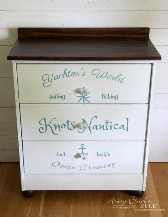 nautical small dresser - Check out these 15 Nautical Furniture Flips - DIY furniture inspiration with coastal flair. How to paint furniture for nautical and coastal home decor.