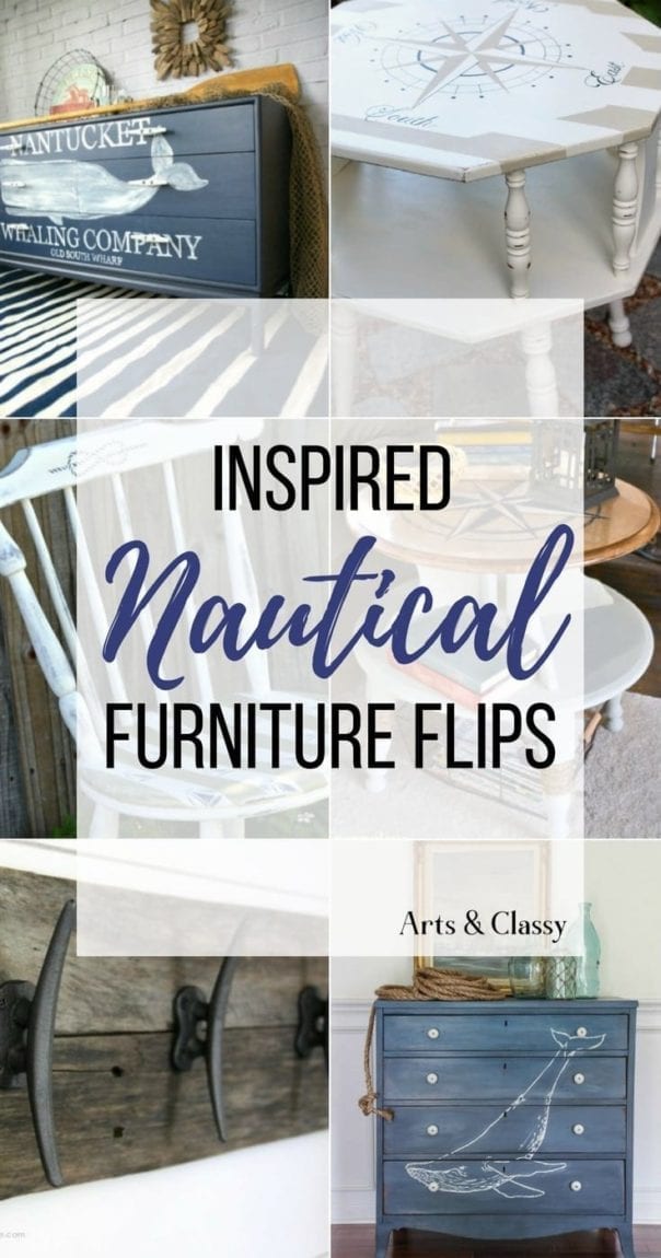 Check out these 15 Nautical Furniture Flips - DIY furniture inspiration with coastal flair. How to paint furniture for nautical and coastal home decor.