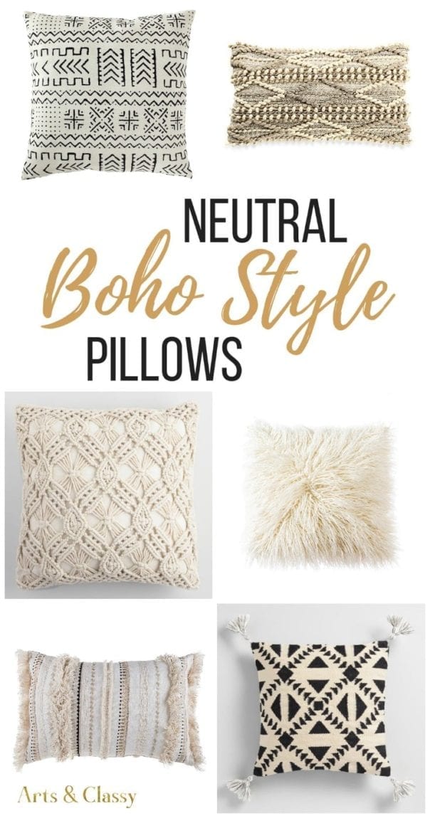 Shop all of these Boho pillows and pillow covers. You can quickly and easily add a bit of Bohemian style without breaking your decorating budget. I've gathered cheap and chic pillows for every style, from colorful to neutral, simple to elaborate. Boho pillows for every space in your home with floor pillows, sofa pillows, and bedroom pillows galore!