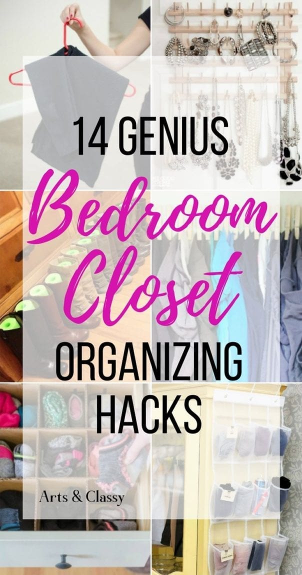 Keep your clothes and accessories in line with these Bedroom Closet Storage Hacks. I'm sharing 14 favorite DIY organizing solutions to keep your closets tidy while on a budget.