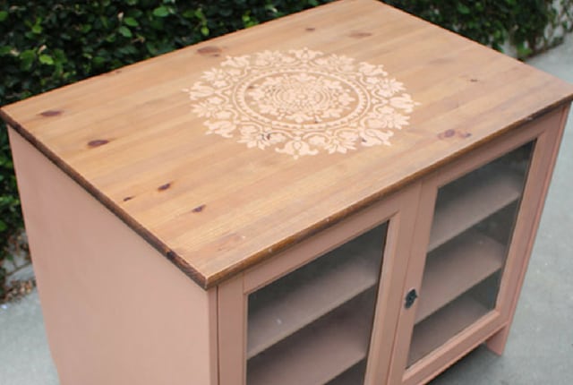 Gratitude Mandala Stenciled Cabinet Makeover