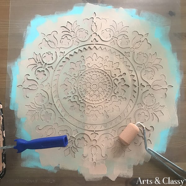 Gratitude Mandala Stenciled Cabinet Makeover #DIYfurniture #furnitureflip #mandala #gratitude