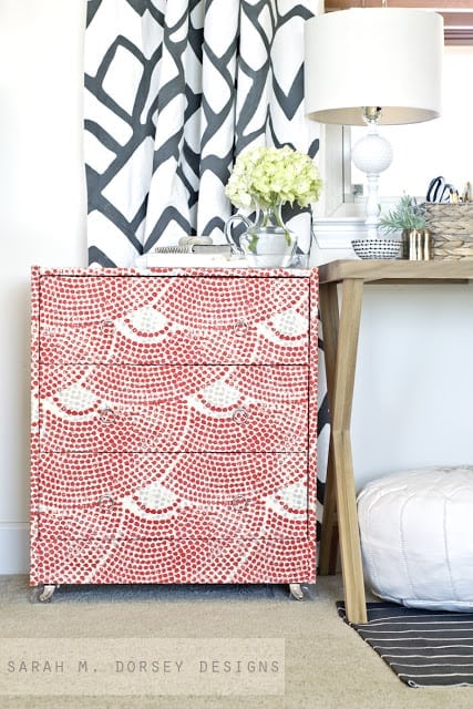 Fabric Wrapped Ikea Rast Hack from Dorsey Designs