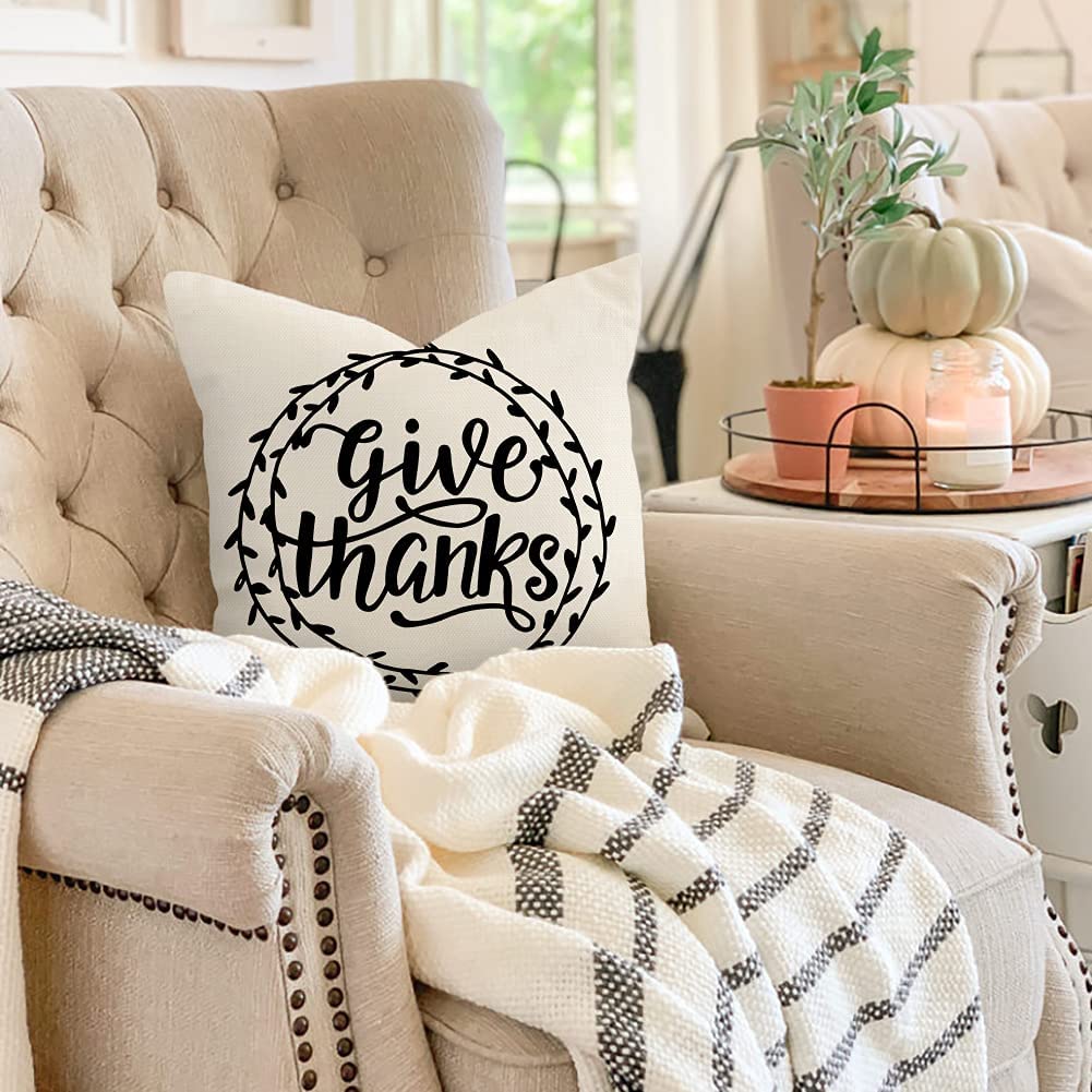 18x18" Give Thanks Throw Pillow Cover