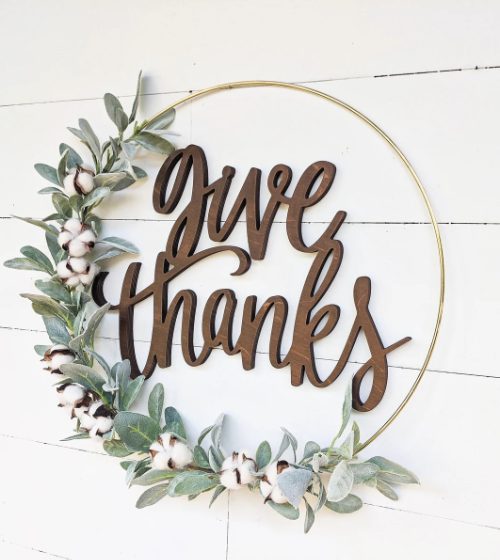 Give Thanks, Fall Wall Art, 1:2 thick wooden welcome fall sign, Thanksgiving Decor, Give Thanks Decor