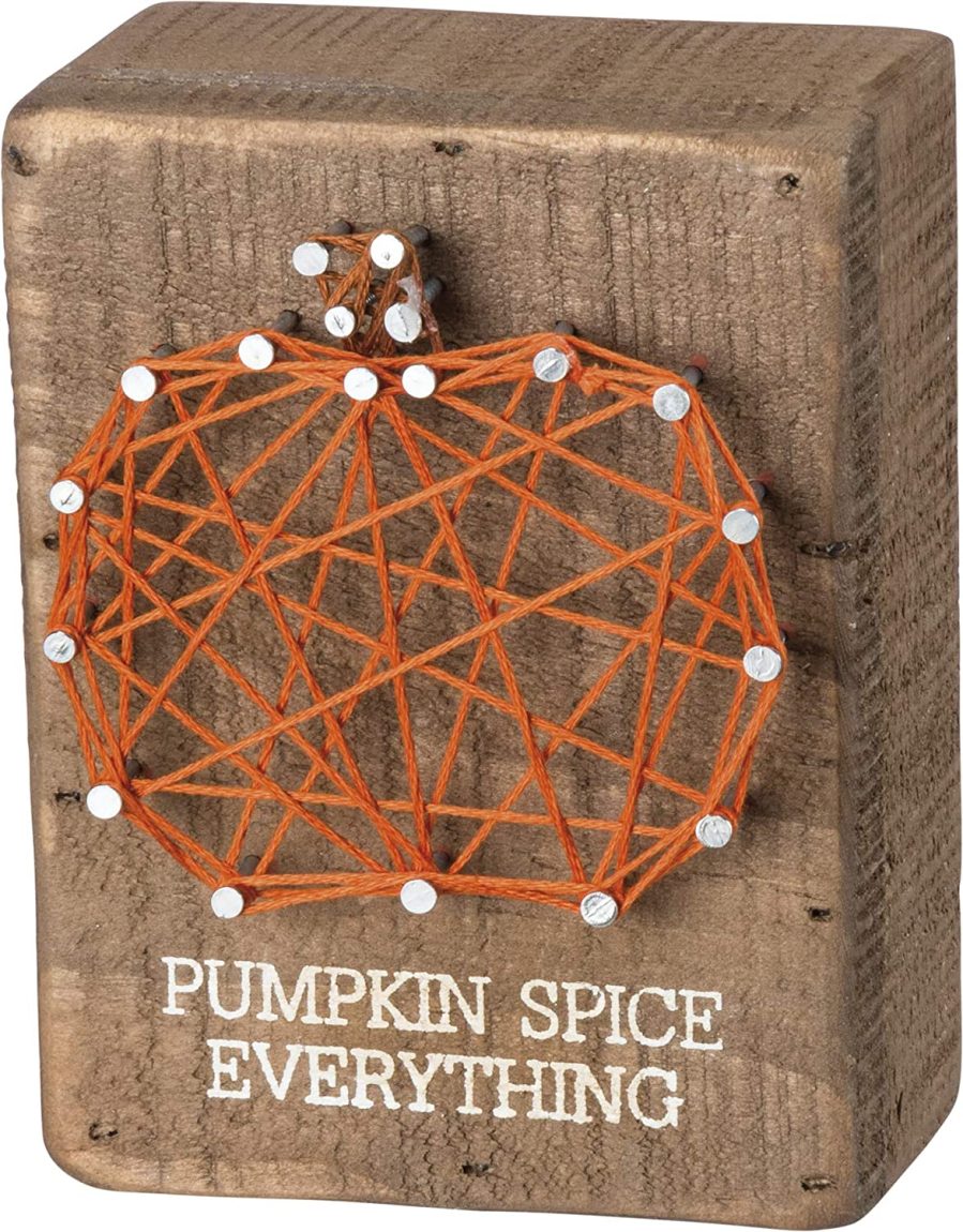 Primitives by Kathy String Art Slat Wood Box Sign, 3 x 4-Inch, Pumpkin Spice Everything