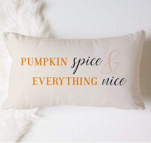 Pumpkin Spice Pillow - 20x12 Linen Feel Lumbar Toss - Fall Throw, Everything Nice Quote, Autumn Porch Decor, Halloween Thanksgiving Harvest