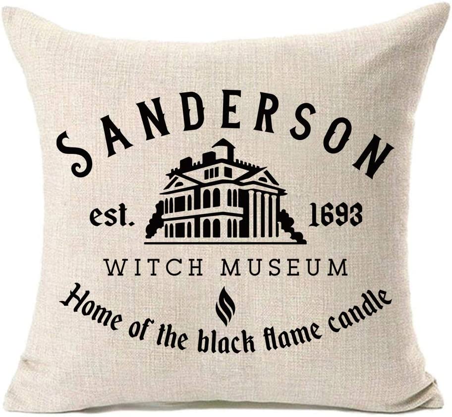 Sanderson Witch Museum Halloween Pillow Covers 18x18 Halloween Decorations Cotton Linen Throw Pillow Case Cushion Cover,Halloween Decor