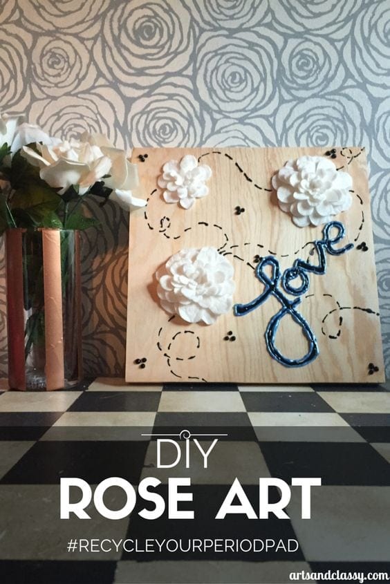 DIY Hanging Art Rose Tutorial #RecycleYourPeriodPad