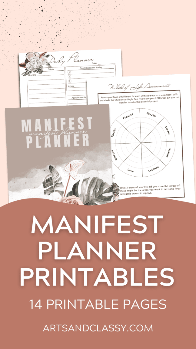 Manifest Planner Goal Setting Printables - 14 Printable Pages