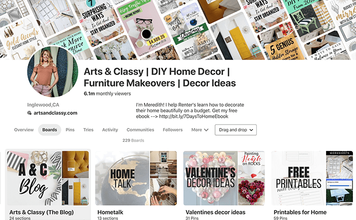 Arts and Classy Pinterest Account - Blog Traffic Tips and Income Report