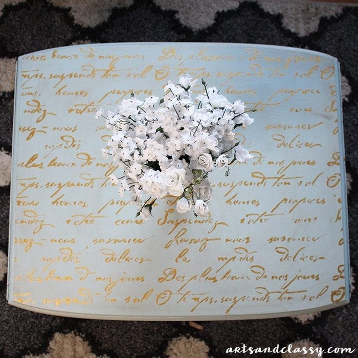 French poem coffee table makeover