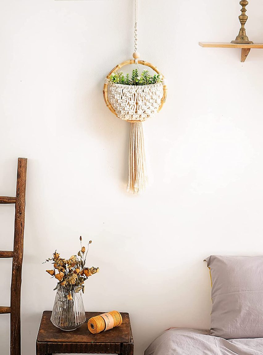 Macrame with Bamboo Ring - Where to Buy Large Macrame Hanging Wall Decor - Macrame hanging | Macrame planter | Macrame curtains | Macrame ideas | Macrame decor | Macrame circle | Macrame hanger | Hanging macrame | Textile inspiration | Textile art | Textile love | Textile fabric | Textile design | Woven hanging | Textile fabric